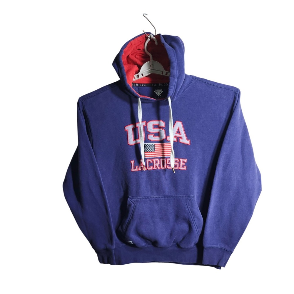 Lacrosse Unlimited USA Hoodie Sweatshirt‎ American Flag Mens Size Medium